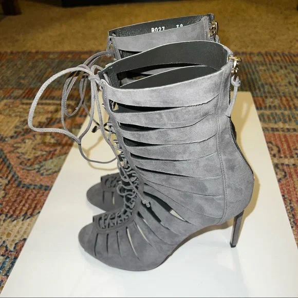 Francesco Russo Lace Up Suede Heels - Picture 5 of 7